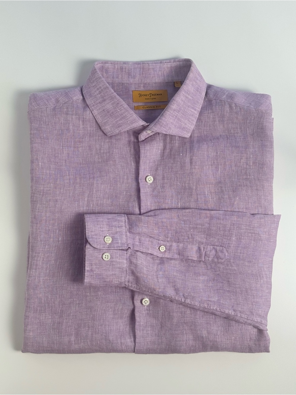 Hickey Freeman Lavender Linen Button-Down Shirt